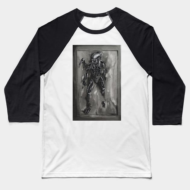 Alien in Carbonite Baseball T-Shirt by masciajames